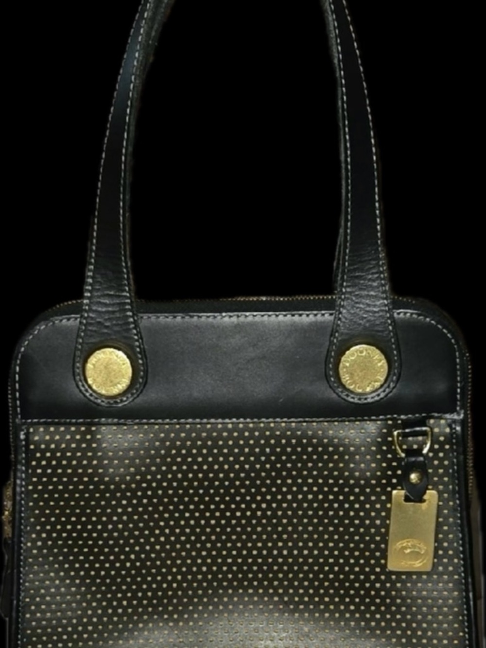Dooney & Bourke Cabriolet Black Leather Logo Clutch